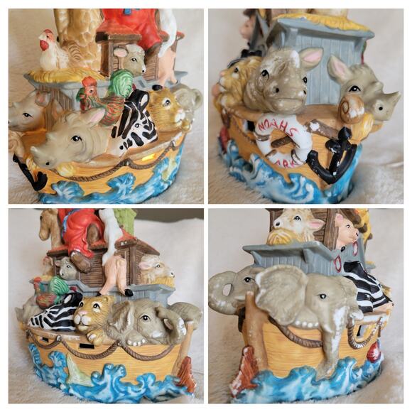 VTG Noah's Ark Handpainted Ceramic Nightlight Light Up Display Animal Figurine - Picture 3 of 16